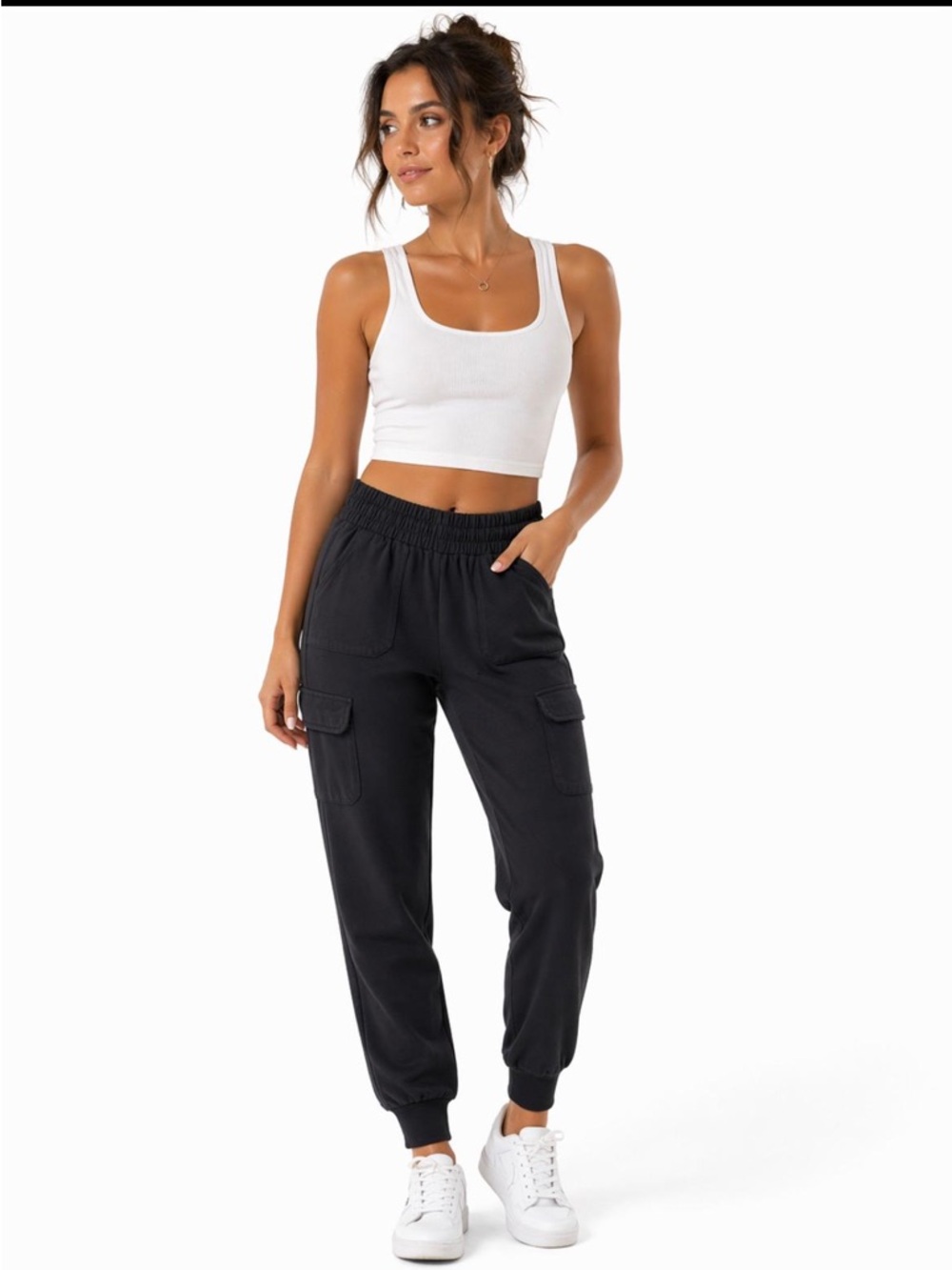 Mondetta Black Cargo Joggers with Elastic Waist